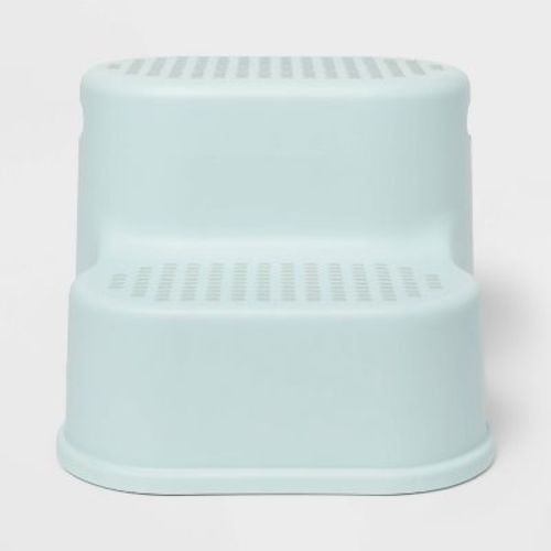 Kids' Double Step Stool Teal - Pillowfort™: Toddler Bathroom Stepstool, 2 Rungs, 150 Lb Capacity, No Assembly