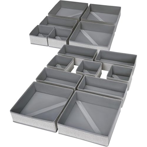 DIMJ Drawer Organizers - 12 Pack Foldable Closet & Sock Organizers, Fabric Dresser Drawer Dividers for Clothes, Underwear, Bras, Socks