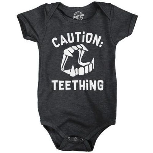 Caution Teething Baby Bodysuit Funny Sarcastic Halloween Vampire Graphic Novelty Jumper For Infants - Crazy Dog Baby Bodysuit For Halloween Season 12