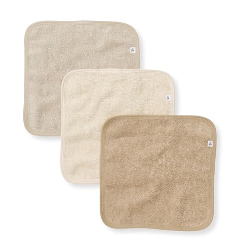 Burt's Bees Baby Infant Washcloths, 100% Organic Cotton, Soft and Super Absorbent Knit Terry & Woven Terry Wash Cloth - 3 Pack Set