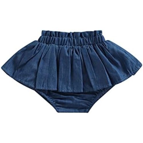 Baby Girls Denim Skorts Solid Color Pleated Shorts Summer Fall Clothes Layered Ruffle Skirts Bottoms
