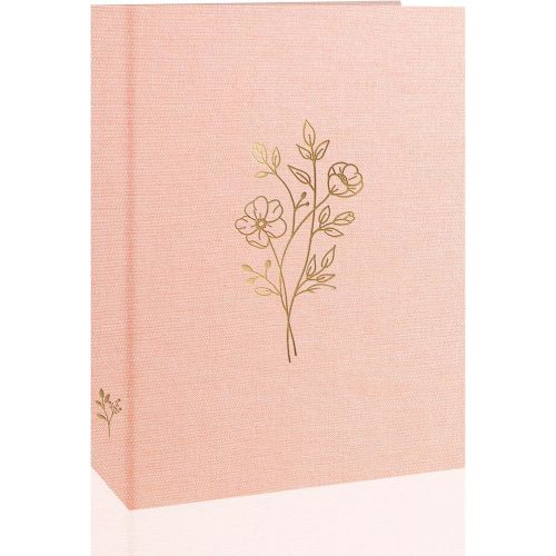 Holoary 5x7 Photo Album 100 Photos, 100 Pockets Picture Album, Linen Fabric Cover Big Picture Book for Photos, Photo Album 5x7 for Family Weddings Travel Memories(Pink)