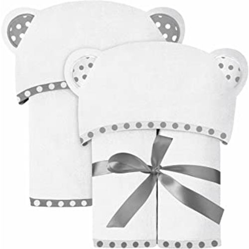 Set of 2 Bamboo Hooded Baby Towels – Luxurious, Large and Super Absorbent – 30 x 30 Inch – Soft and Suitable for Infants, Toddlers and Kids – 400 GSM