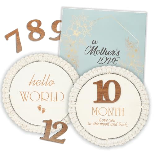 Baby Monthly Milestone, Baby Announcement Sign for Hospital, Hello World Newborn Sign for Photo Prop, Newborn Photography Props for Baby Announcement, Wooden Monthly Milestone Marker Discs for Baby