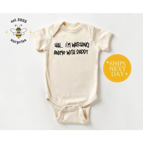 Anime With Daddy Onesie® – Funny Baby Bodysuit, Anime Lover Gift