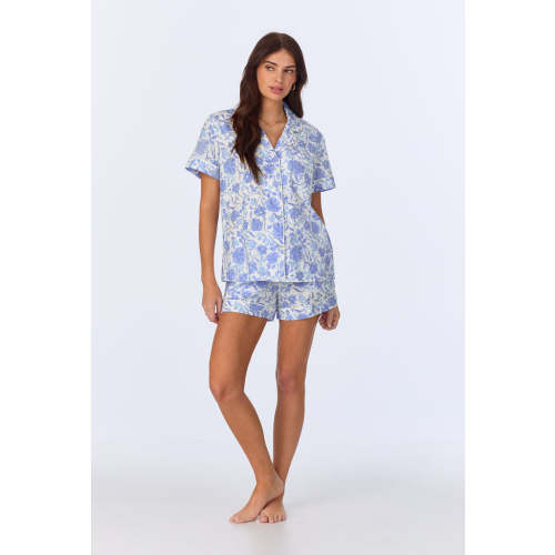 Belle Fleur Short Sleeve Classic Shorty Woven Cotton Poplin PJ Set
