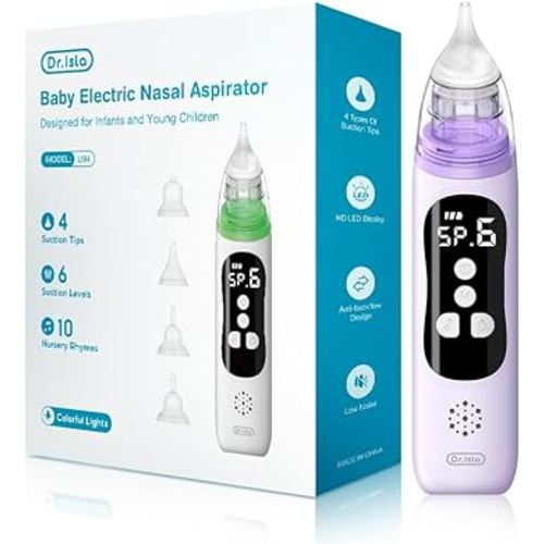 Henkion Baby Nasal Aspirator - Electric Nose Sucker for Baby - Auto Snot & Nose Cleaner Kit with 4 Silicone Tips, Carry Bag & Cleaning Kit, 6 Suction Levels, Music & Light Soothing Function, Purple : Amazon.com.au: Baby