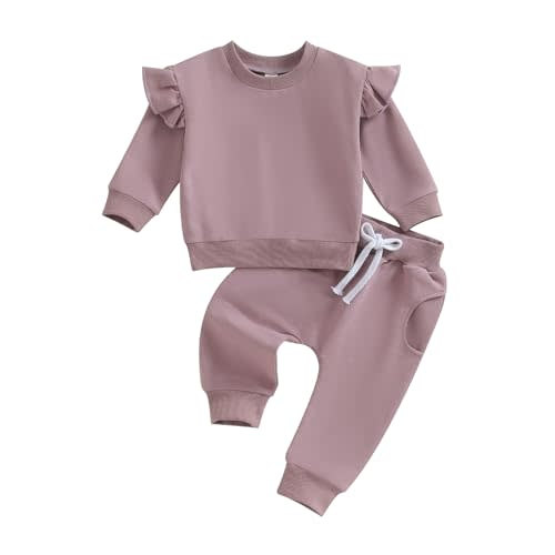 Hnyenmcko Newborn Baby Girl Clothes Waffle Long Sleeve Floral Sweatshirt Shirt Top + Pants Infant Fall Winter Outfits Set