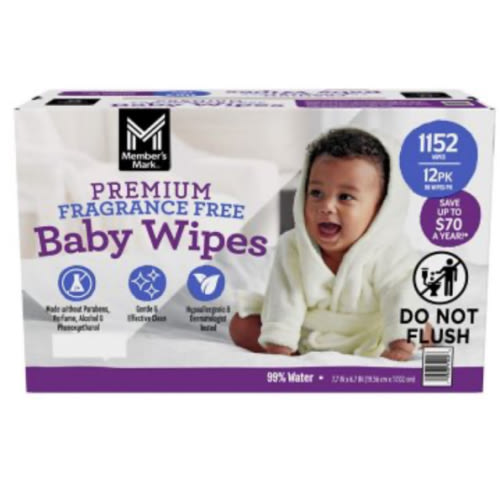 Member's Mark Premium Baby Wipes, Fragrance Free, 12 pk., 1152 Wipes - Sam's Club