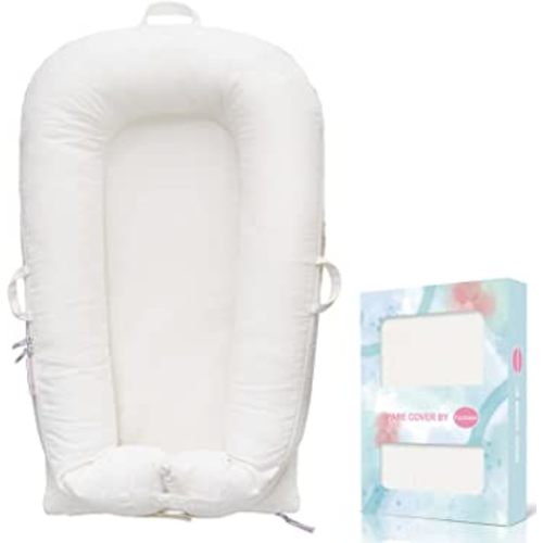Corduroy Baby Lounger Cover for Dockatot Deluxe + | 100% Cotton Hypoallergenic Newborn Premium Quality Spare Cover(Cover Only) (White)
