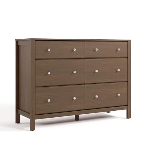 Storkcraft Horizon 6 Drawer Dresser (Hazelnut) – GREENGUARD Gold Certified Dresser for Nursery & Kids’ Room, Modern Storage with Interlocking Drawer System