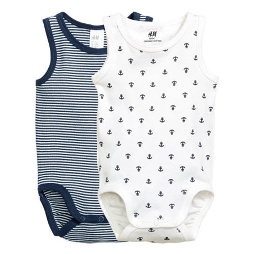Conscious 2-Pack Sleeveless Bodysuits - Dark Blue