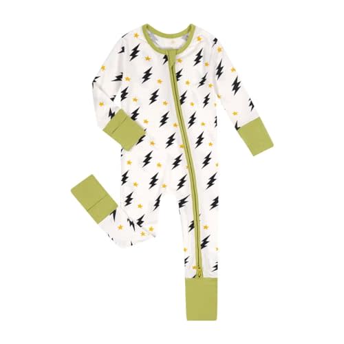 Teach Leanbh Unisex Baby Bamboo Viscose Pajamas with Mittens and Feet Cuffs 2 Way Zipper Long Sleeve Romper Sleep and Play