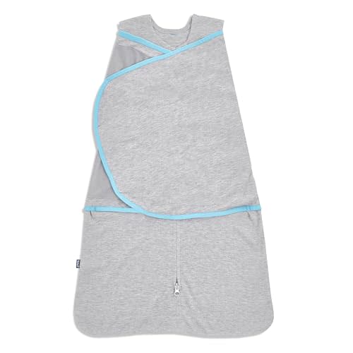 HALO Baby Sleepsack Swaddle Wearable Blanket, 3-Way Adjustable Infant Sleepsack, TOG 1.5, Ideal Temp, Heather Grey/Aqua, Small, 3-6 Months, 13-18 Pounds