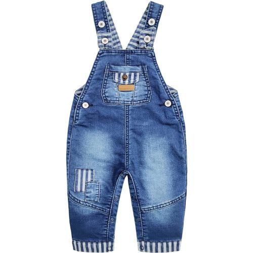 KIDSCOOL SPACE Baby Little Kids Cute Denim Embroidered Fashion Jean Overalls - 6-9 Months - Blue-2195