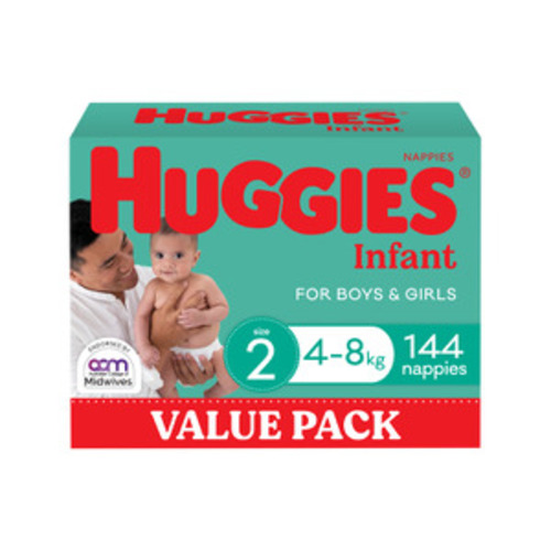 Huggies Infant Nappies Size 2 (4-8kg) | 144 pack