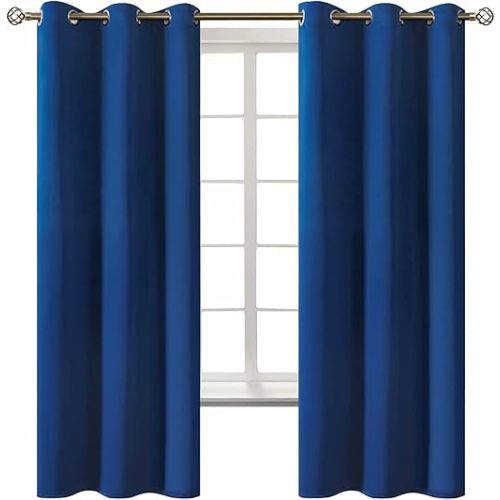 BGment Blackout Curtains for Bedroom - Grommet Thermal Insulated Room Darkening Curtains for Living Room, Set of 2 Panels (42 x 63 Inch, Navy Blue)