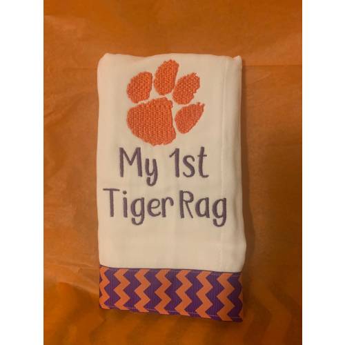 My First Tiger Rag baby burp cloth gift - Clemson fans!!!