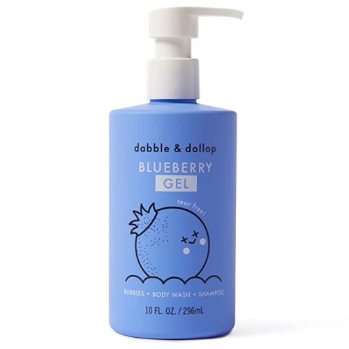 Dabble & Dollop Blueberry Gel - 3-in-1 Natural Bubble Bath, Body Wash & Shampoo for Kids, 100% USA-made, Paraben & Sulfate Free, Vegan, Gluten-Free, Tear-Free (10oz)