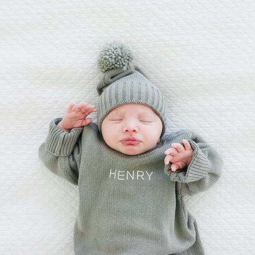 Personalized Knit Sweater Bubble Romper | Smoke