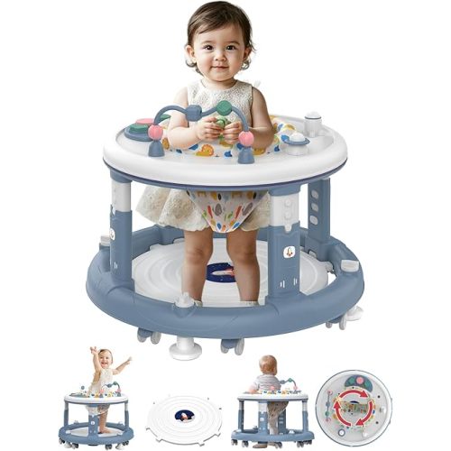 Baby Walker, Baby Jumper Activity Center, Baby Walkers and Activity Center, Baby Walker with Wheels for Boys Girls, Features 360 Degree Swivel Seat, Bounce Footpad for 6-18 Month (Blue)