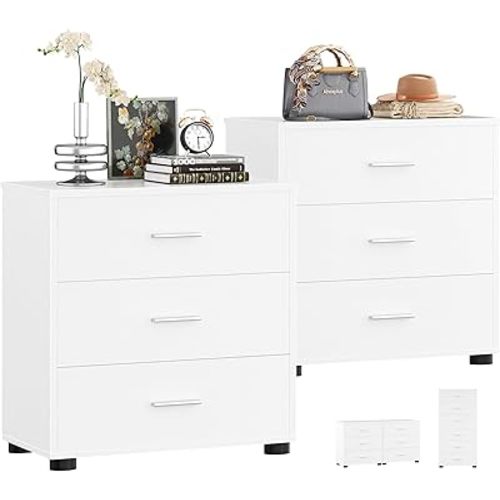 Aheaplus Closet Drawers Set of 2, Wood Closet Organizers and Storage, White