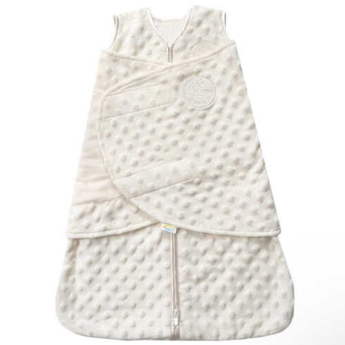 HALO Sleepsack Swaddle, 3-Way Adjustable Swaddle Blanket, TOG 3.0, Velboa Plush Dots, Cream, Newborn, 0-3 Months