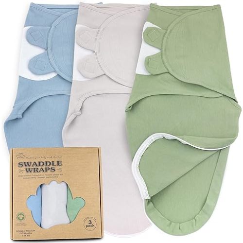 Bublo Baby Swaddle Sleep Sack with Zipper - Swaddles for Newborns - 3 Pack Organic Baby Swaddles for 0-3 Months - Infant Sleeping Swaddle Sack – Adjustable Swaddle Blanket Wrap Boy Girl