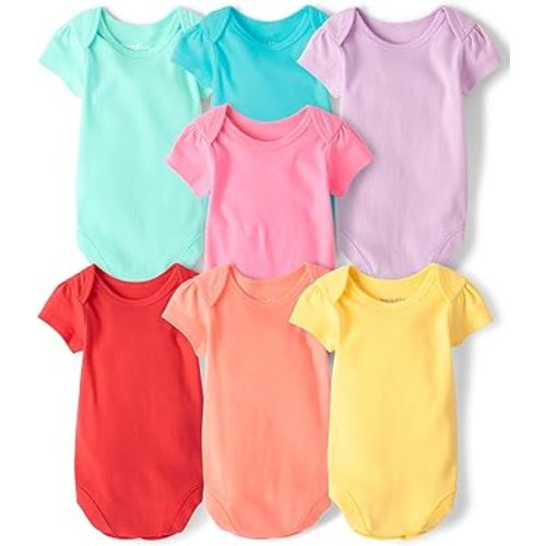 The Children's Place Baby Girls' Short Sleeve Bodysuits, Multipack