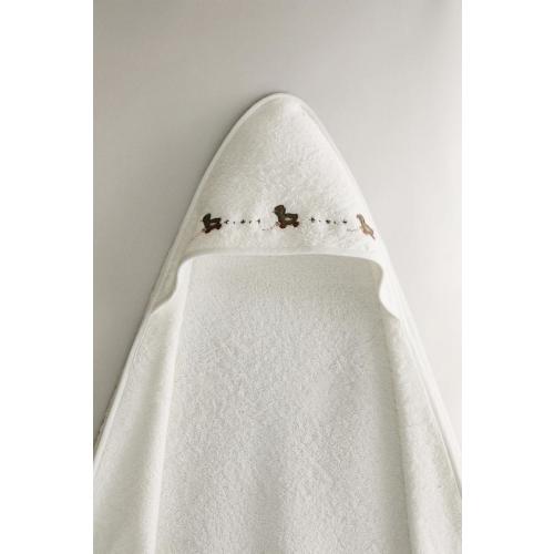 HOODED BABY TOWEL WITH DUCKLING APPLIQUÉS