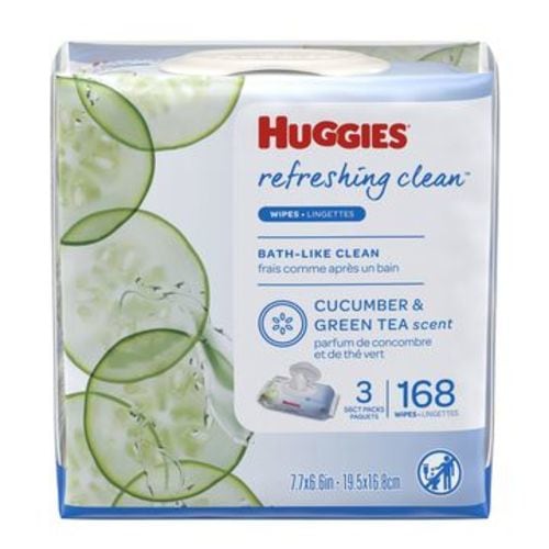 HUGGIES Refreshing Clean Baby Wipes 3x Flip-top Pack (168 Total Wipes) - 168 Flip-top