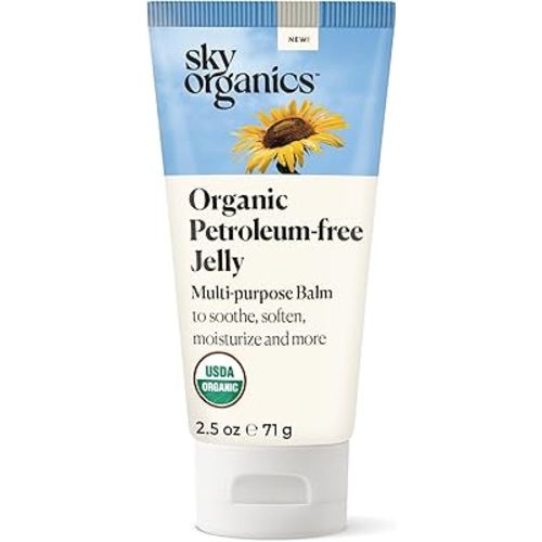 Sky Organics Organic Petroleum-free Jelly, Multi-Purpose Skin Care Balm with Organic Shea Butter, Coconut Oil, Olive Oil & Vitamin E, Moisturizing Lip Balm & Moisturizer for Dry Skin, 2.5 Oz w Ebook