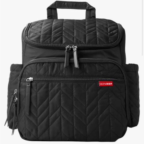 Skip Hop Diaper Bag Backpack: Forma, Multi-Function Baby Travel Bag with Changing Pad & Stroller Attachment, Jet Black