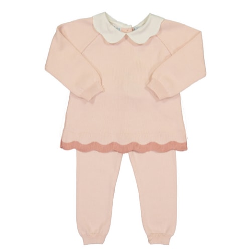 Scalloped Contrast Trim Knit Set | Feltman Brothers