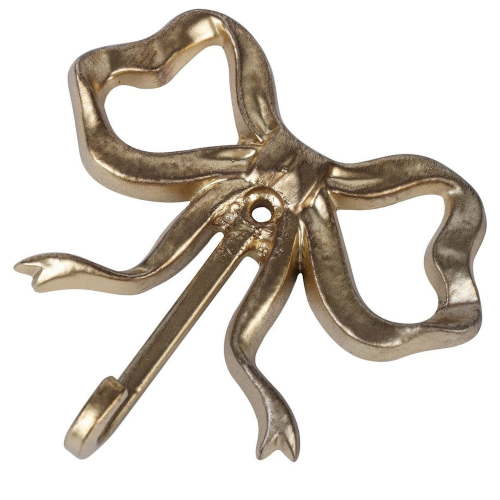 Home Decor Collection Gold Decorative Cast Iron Bow Shaped Indoor Wall Hook, Size 3.74" x 3.54" x 0.79"