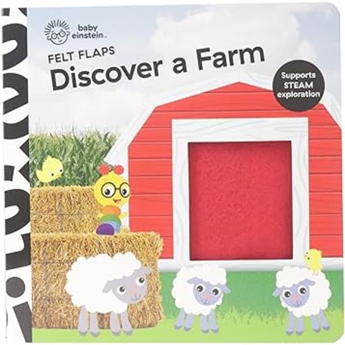 Baby Einstein - Discover a Farm Felt Flaps - Tactile Sensory Play for Babies and Toddlers - PI Kids