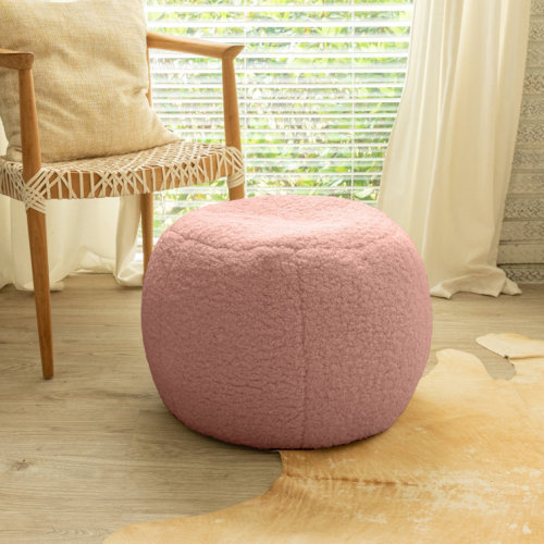 Ellis Ottoman Shearling Faux-Lamb Plush Pouf for Modern Interior Design
