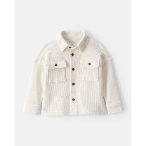 Baby Boy Long-Sleeve Waffle Knit Utility Shirt - White - OshKosh | Carter's