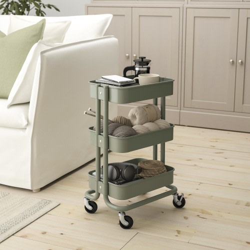 RÅSKOG Nursing Cart - gray-green