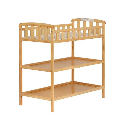 Dream On Me Emily Changing Table In Natural, Comes With 1" Changing Pad, Features Two Shelves, Portable Changing Station, Made Of Sustainable New Zealand Pinewood