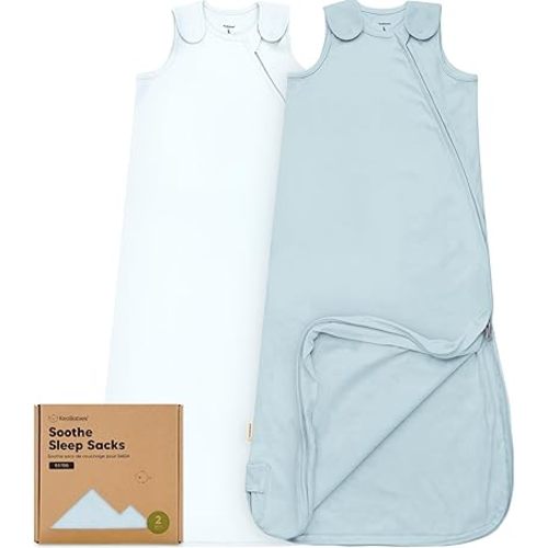2-Pack Organic Baby Sleep Sacks, 100% Cotton - Soft & Breathable 0.5TOG Baby Wearable Blanket, Toddler Sleeping Sack 18-24 Months, Easy to Wear Transitional Swaddles for Newborns, Infants(Glacier, L)