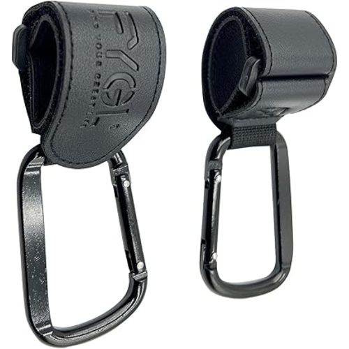 Stroller-Hooks - Adjustable Stroller Carabiner Clips, Universal Stroller Clips and Hooks for Parents and Travelers - Ideal Stroller Accessories for Shopping, Travel, and Baby Gear - Black, 2 Pack
