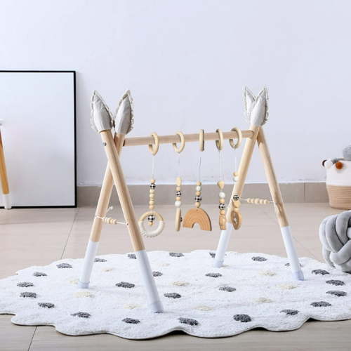 R HORSE 5Pcs Baby Play Gym Toy Set Wooden Hanging Toy for Infant