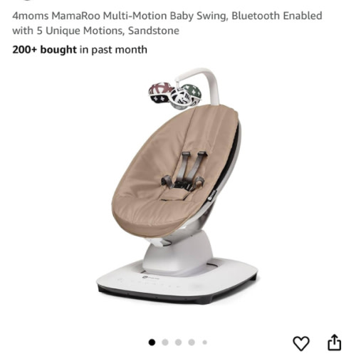 4moms MamaRoo Multi-Motion Baby Swing, Bluetooth Enabled with 5 Unique Motions, Sandstone