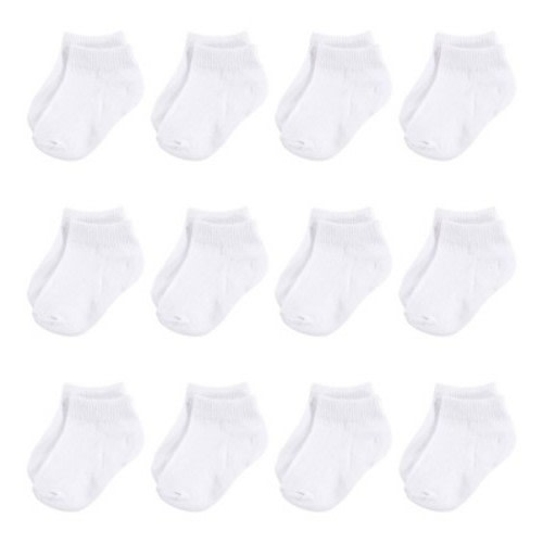 Hudson Baby Infant Unisex Cotton Rich Newborn and Terry Socks, White No-Show, Size: 0-6 months