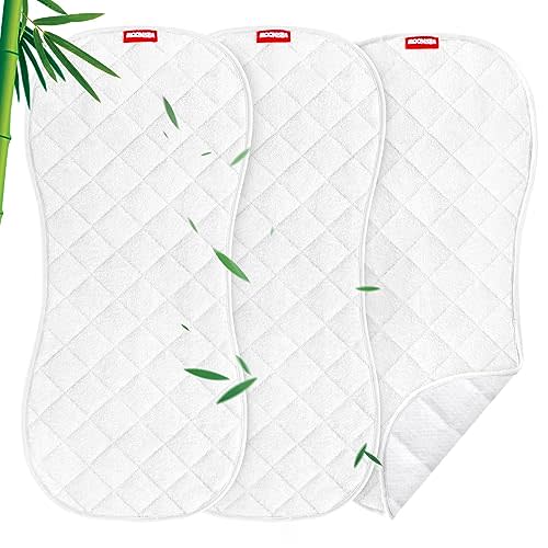 Moonsea Quilted Thicker Changing Pad Liner 3 Pack Waterproof, Fit for Changing Pad Liners are Warm On a Baby's Back Non-Slip Design Reusable Pads Machine Washable, White