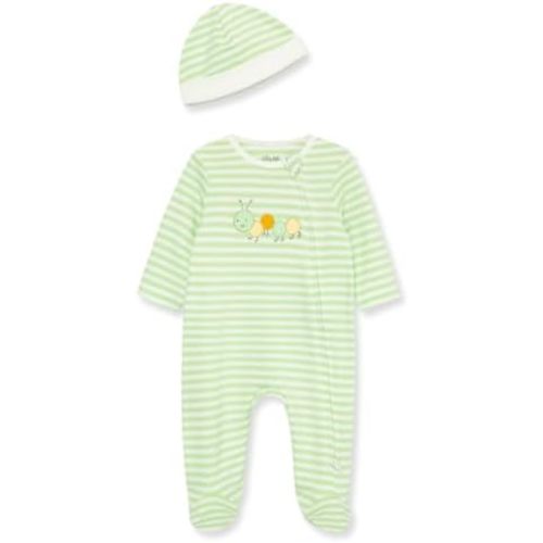 Little Me Gender Neutral Clothes for Baby 2-Piece 100% Cotton Scratch-Free Tag Footie Sleeper and Cap Sets, Preemie to 9M