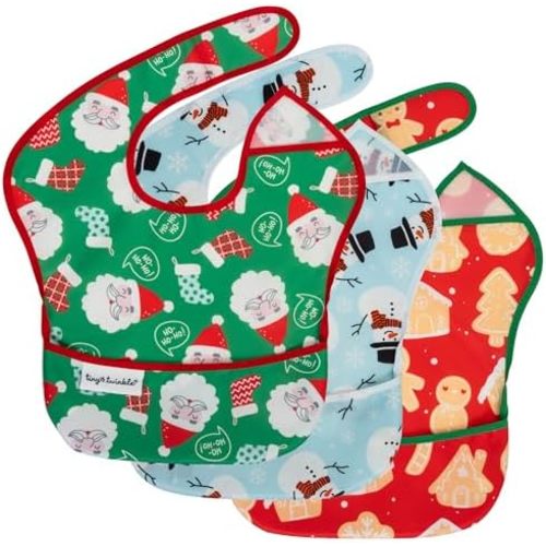 Tiny Twinkle Mess-Proof Baby Bib - Waterproof Bib for Baby Boy or Girl - PFAS, PVC, BPA, Phthalate Free - Baby Food Bibs