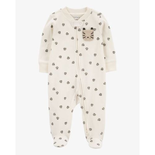Baby Paw Print 2-Way Zip Cotton Sleep & Play Pajamas - Carter's | Carter's