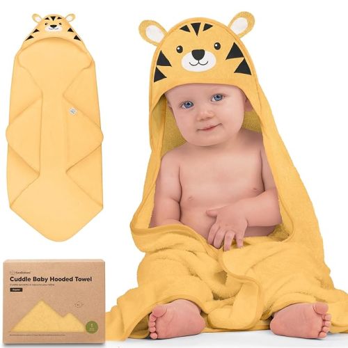 KeaBabies Hooded Bath Towels with Hood for Boys, Girls, Toddler, Extra Absorbent & Soft Newborn Bath Essentials (Tiger)